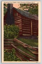 Fontana Village North Carolina~Original Log Cabin 1816~Vintage Linen Postcard picture