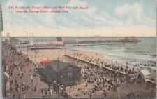 Postcard - View from Dunlop Hotel Piers Boardwalk Beach Atlantic City 1911 picture
