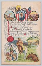 Postcard Patriotic President Teddy Roosevelt Multi View Poem c1908 picture