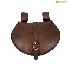 Leather Belt Pouch with Brass Buckle Closure Medieval LARP Storage Bag Brown picture
