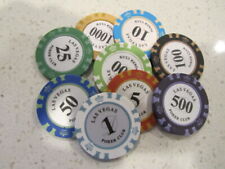 9 Las Vegas Poker Club Casino Chip Lot $1 5 10 25 50 100 1000 + FREE Poker Chip  picture