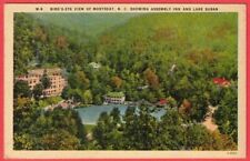Bird's Eye View of Lake Susan Assembly Inn Montreat NC 1931 Linen Postcard picture