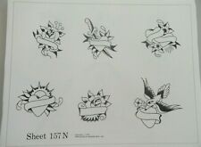 VTG 1978 Spaulding & Rogers Tattoo Flash Sheet 157N Hearts Rose Bird Name Ribbon picture