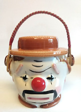 Vintage Lipper and Mann Clown Biscuit Cookie Jar with Handle 10025 Made in Japan picture