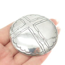 Old Pawn Navajo Sterling Silver Southwestern Concho Cross Tribal Round Pendant picture