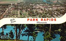 Postcard MN Park Rapids Aerial View & Fishhook River 1965 Vintage PC H5099 picture