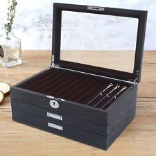 Fountain Pen Display Box 34 Pens Storage Case Organizer Luxury Leather Holder picture