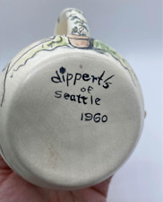 VTG 1959/1960 DIPPERT'S OF SEATTLE HAND MADE/ HAND PAINTED WHIMSICAL MUG~ RARE picture
