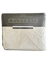 Sears Colormate Luxury White Percale Twin Fitted Sheet Set 200 thread Count picture