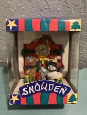 Vintage Snowden And Friends Figure with Clock Snowman Mouse Wreath 1997 picture