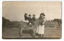 Children Donkey Burrow Postcard RPPC c1910 picture