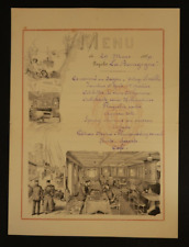 1889 La Bourgogne French Dinner Food Menu Handwritten Steamship Ocean Liner 10