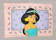 Vtg 90s Aladdin Jasmine Rajah Pillowcase Pink Disney Double Sided Floral Graphic picture