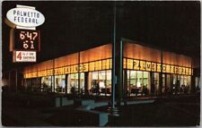 Palmetto, Florida Postcard PALMETTO FEDERAL SAVINGS & LOAN Bank / Night View picture