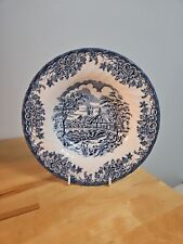 Churchill The Brook Blue, floral, Made in England  Rimmed Soup Bowl 835880; NWOT picture