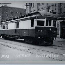 c1950s IA Trolley RPPC Waterloo, Cedar Falls & Northern Railway Train Depot A196 picture