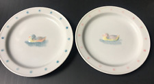 Gift Plates Newborn Baby 3D Duck Blue and Pink Hand Painted Pair Cute 7.25