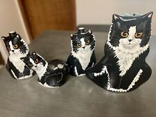 Vintage Cats by Nina Lyman White Black Long-Haired Bathroom Accessory Set SIGNED picture