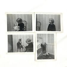 Vintage 1940s Photos Little Girl with Cat In Highchair Feeding Baby Doll Book picture