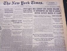 1928 JUNE 20 NEW YORK TIMES - MISS EARHART GETS ROUSING WELCOME - NT 5347 picture