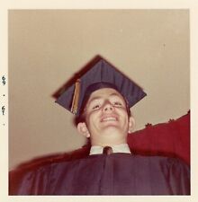 Vintage Photo Cute High School Boy Graduation Day Cap and Gown Close Up picture