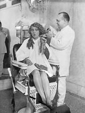 Mary Pickford Getting Her Hair Cut Sitting In A Chair In A Barber - Old Photo picture