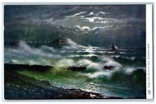 c1910 Pier and Rough Sea Eastbourne England Oilette Tuck Art Postcard picture