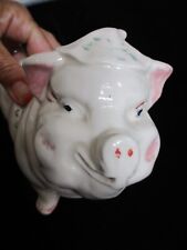 Vintage USA #60 white glazed ceramic pig w/ hat planter jar HULL Pottery picture