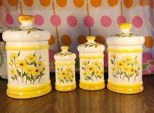 Vintage 1978 Sears Roebuck & Co. 4 Piece Jar Canister Set Yellow Daisies Japan picture