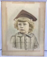Antique 1898 Victorian Charcoal Pastel Portrait Young Girl 20