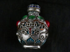 2 Pcs Tibetan Silver Inlay Jade Beads SLittle Bottles picture
