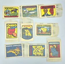 Lot of 9 Vintage US State Travel Camper Window Luggage Decal Stickers NOS New picture