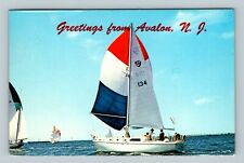 Avalon NJ, Scenic Greetings, Sailing, New Jersey c1980 Vintage Postcard picture