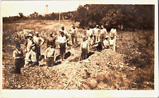 Postcard RPPC Oil or Gas Pipeline Road Work Construction Crew Pre 1920 picture