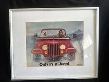 Only In A Jeep Dog Co-Pilot Water Off Road Fun 1983 Vintage Framed CJ 🚘 picture