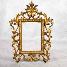Antique 1900s Rococo Style Floriated Gold Gilt Cast Iron 4x6 Opening Photo Frame picture