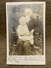 c1910 Grandfather & Grandson - Antique Real Photo Postcard RPPC picture