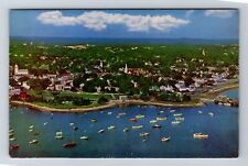 Plymouth MA-Massachusetts, Aerial Photo over Harbor, Souvenir Vintage Postcard picture