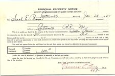 1952 CENTREVILLE MARYLAND COUNTY COMMISSIONERS PERSONAL PROPERTY NOTICE  Z1838 picture