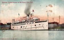Vintage Postcard 1914 Steamer United States Steamship Michigan City Indiana IN picture