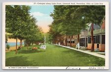 Cottages Lake Erie Front Linwood Park Vermillion Ohio OH Linen Postcard Unposted picture