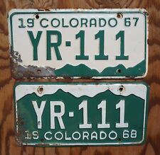 1967 & 1968 COLORADO License Plate Plates # YR - 111 picture