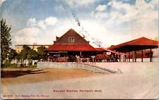 Postcard Railway Station Railroad Train Depot in Petoskey, Michigan picture