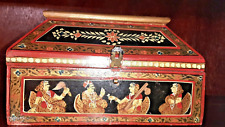 Large Anglo Raj Period, Made In India, Hand-Painted Wooden Chest 1970s picture