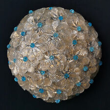 VINTAGE 60's BAROVIER TOSO MURANO FLOWERS GLASS FLUSH MOUNT CEILING LIGHT #6 picture