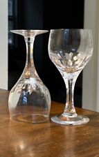 2 Vintage Atlantis Evoria Crystal Panel Cuts USA Wine Goblets Discontinued 6” H picture