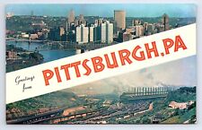 Postcard Greetings From Pittsburgh PA Multi-view Banner Large Letter picture