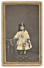 YOUNG GIRL WITH RINGLETS WEARING INTERESTING ATTIRE (EARLY CDV :1860’s) picture