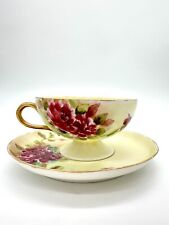 Vintage Haviland Limoges Hand-Painted Pink Roses/Gold Trim 6” Plate And Teacup picture