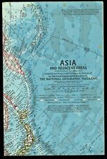 ⫸ 1959-12 December Vintage Map ASIA & ADJACENT AREAS National Geographic - A3 picture